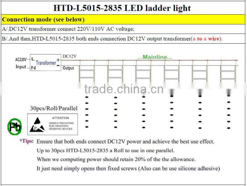 2835SMD high brightness DC12V led ladder light