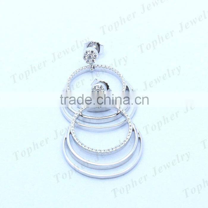 hot-sell silver rhodium set cubic zirconia jewelry silver set