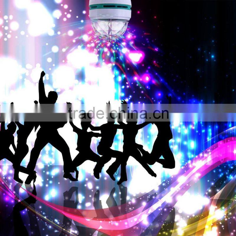 E27 3 Watt Triangle Bulbs RGB Color Changing Crystal Ball Effect DJ Disco Lamps LED Auto Rotating Stage Light