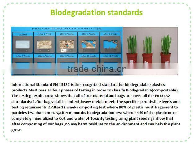 100% EN13432 ASTM D6400 cornstarch biodegradable shopper bag
