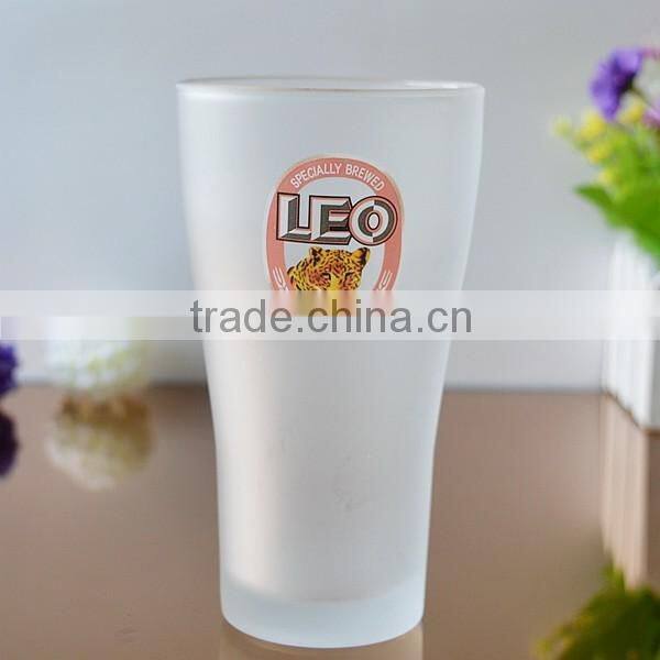 Tulip frosted beer glass with logo from cattelan glassware