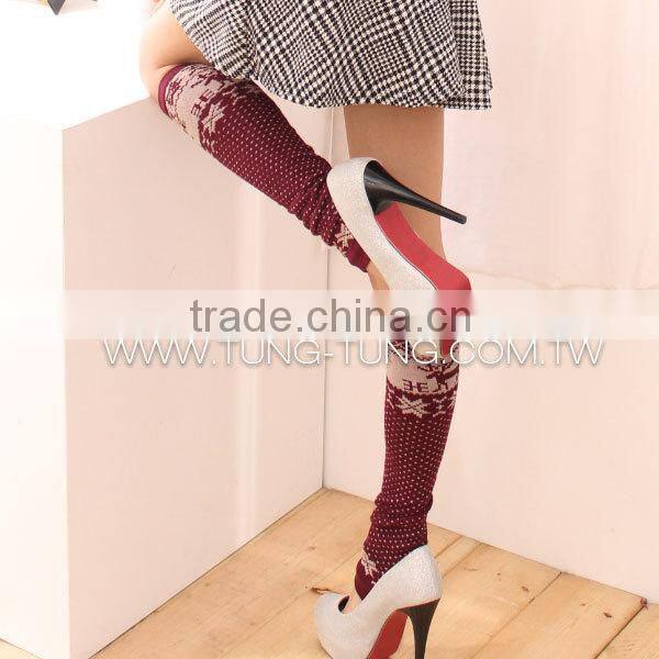 Taiwan Manufacturer Elk Pattern Girls Leg Warmer