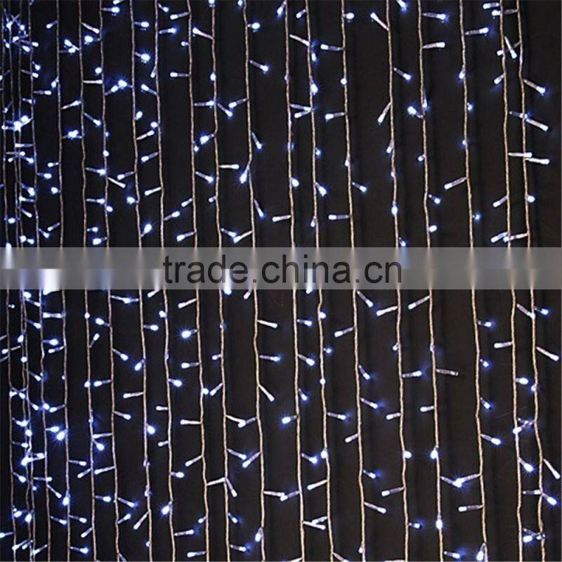 OEM Indoor/outdoor 110V/220V US/EU plug 3m*3m 600leds 25leds*24hang transparent wire white color hot sell