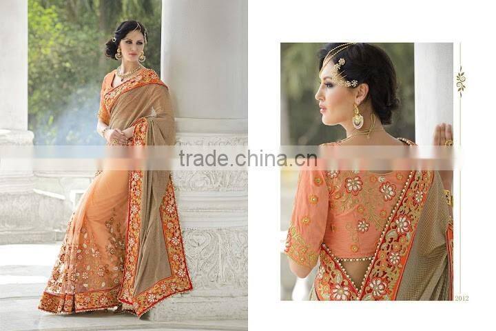 Green Georgette On Net Saree