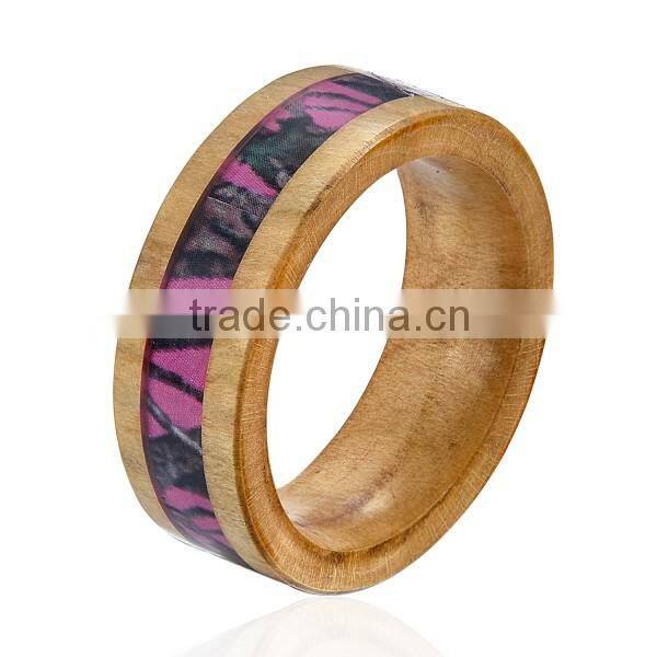 Real Wood Ring, Wood Ring with Camouflage Inlay