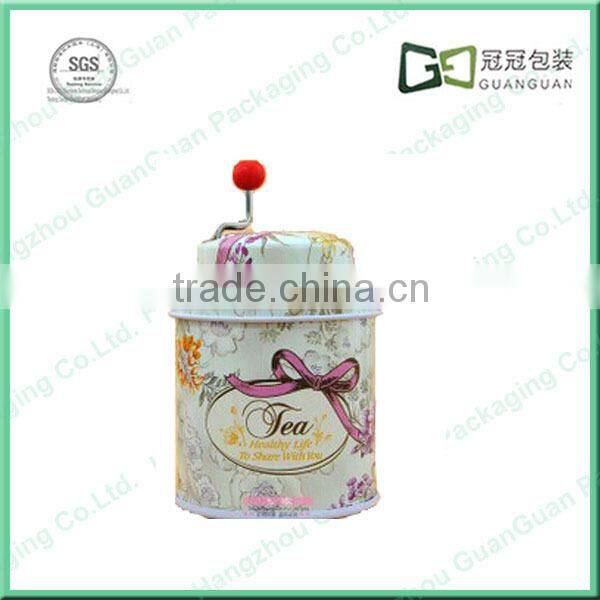 Easy-operated hand music box tin for plush toys