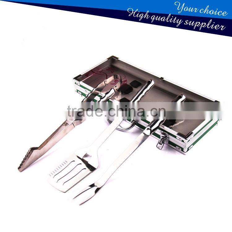 3PCS Stainless Stee BBQ Grill Tools Set with Aluminium Case