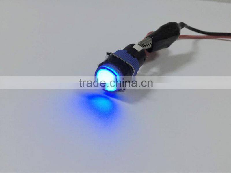 New design plastic round 16mm blue high head latching push button switch