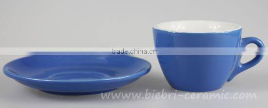 65cc To 450cc Blue Color Glazed High Quality Ceramic Espresso Cappuccino China Cup Saucer