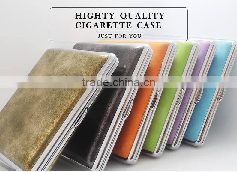Leather decorative pattern metal cigarette case