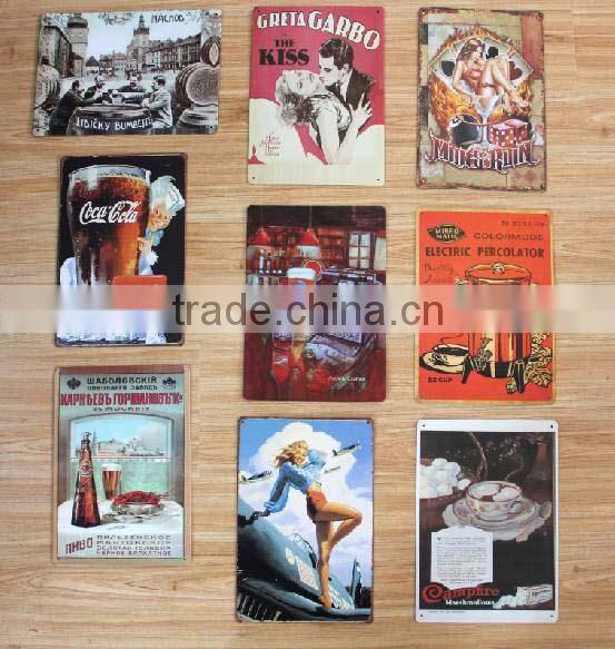 Hot sale advertising embossed dome bowed tin plate sign