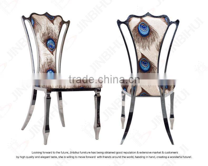 high quality luxury stainless steel dining peacock chair rattan