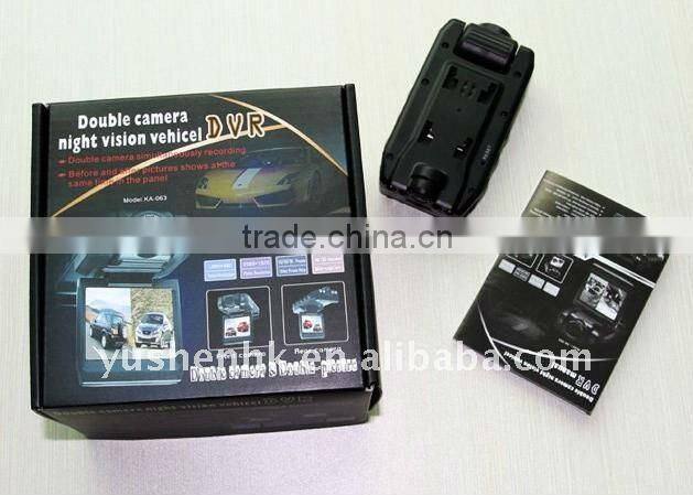 Dual cameras Vehicle Car DVR black box night vision dual lens 120 degree KA063-10