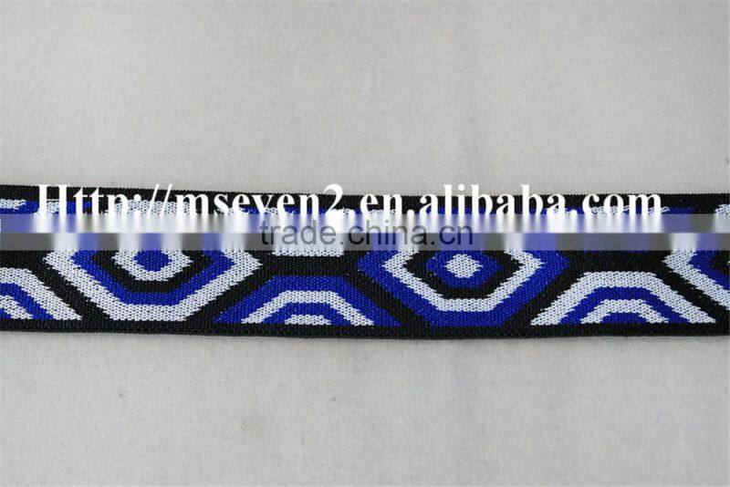 reasonable price 100% polyester non-elastic navy/black kintting pattern ribbon trim