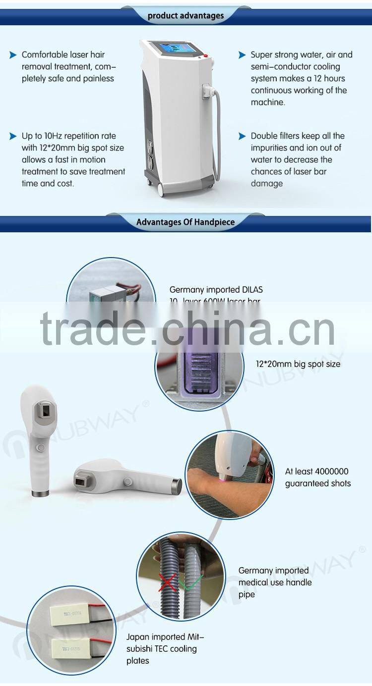 12*20 big spot size 10 layer laser bars permanent alexandrite 808nm diode laser hair removal machine price