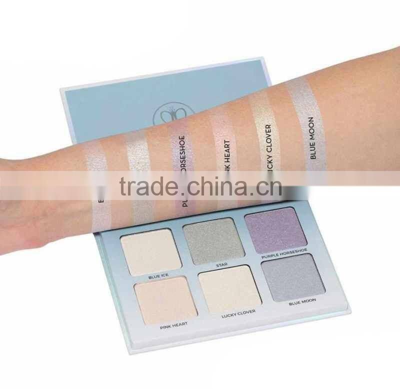 6 Colors Private Label Highlight Face Pressed Powder Palette