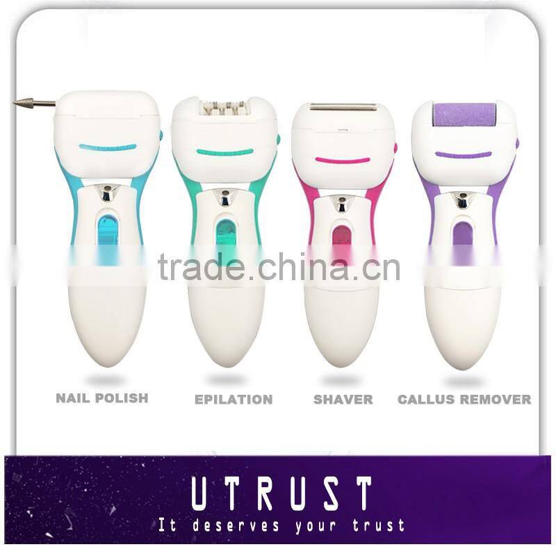 2015 Newest 4 in 1 colorful battery rechargeable women epilator
