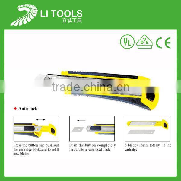 New design abs retractable cutter knife set with carbon steel blade