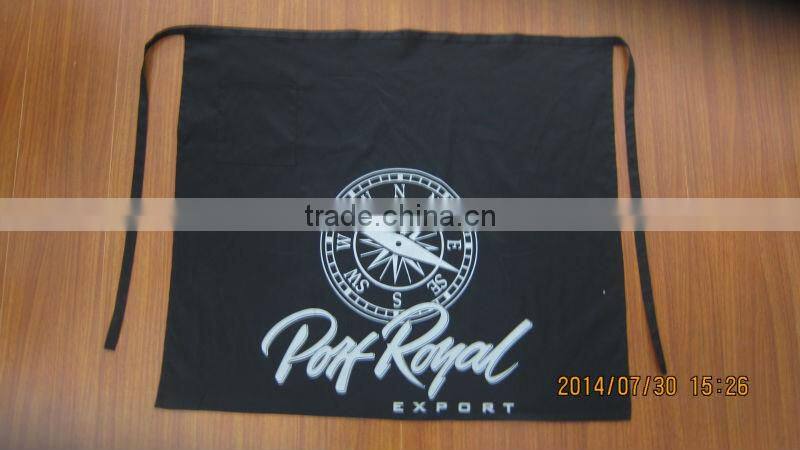 Black Waist / Bar Half Apron With Pocket /waist apron with big logo