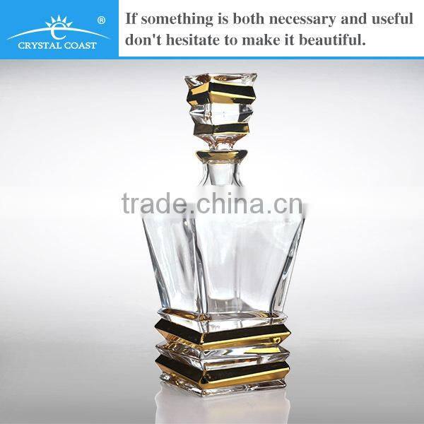 golden manual painting lead free crystal whiskey decanter set