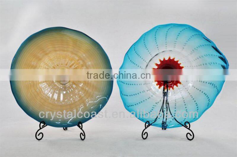 wholesale large hand blown home decor windmill shaped art glass wall plates