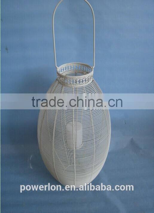 Metal white lantern candle holder