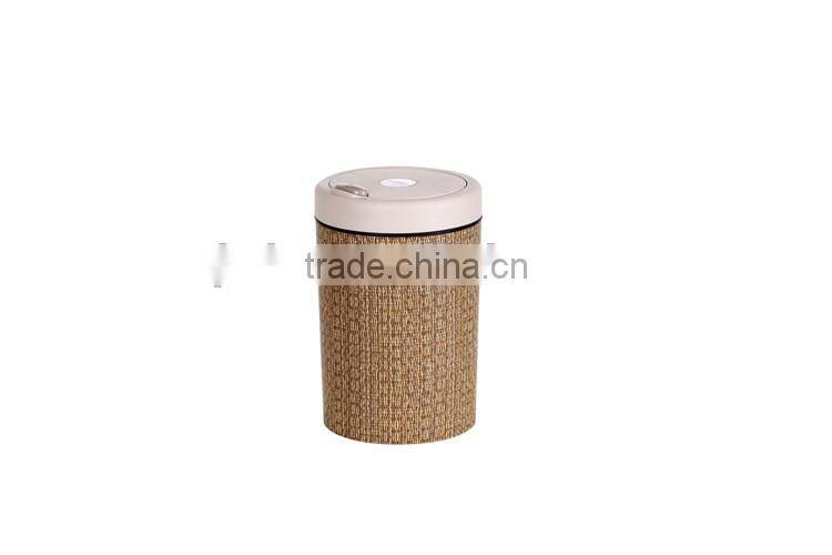 Plastic Open Top Structure Flip Round Trash Can Dustbin Trash Bin 10L