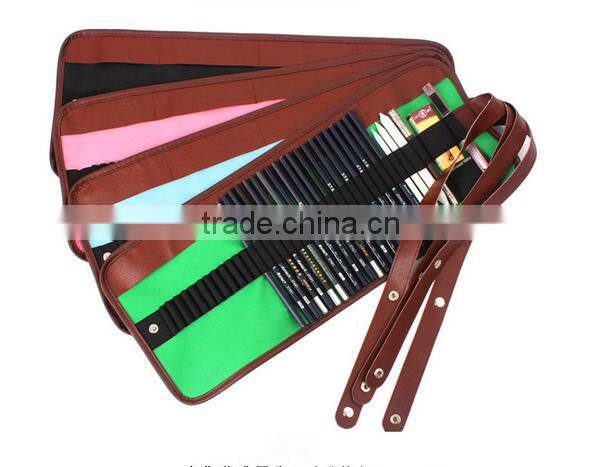 Factory Wholesale Drawing Sketching 36 Pieces Canvas Roll Up Pencil Case