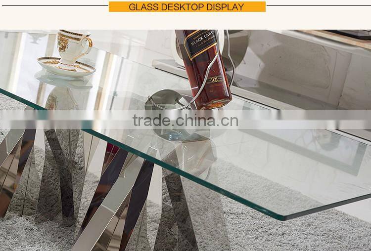 C407 Hot selling living room rectangle glass furniture
