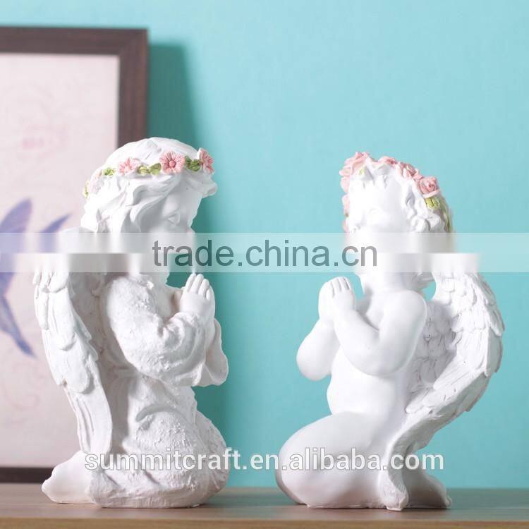 Resin white baby praying angel figurine