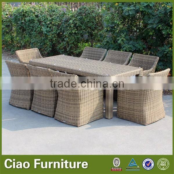 Half round wicker furniture outdoor 8 seater dining table