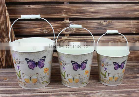 Hot Sale paper dacal metal bucket, flower metal pail