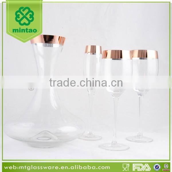 hot selling copper foil cut wine decanter glass