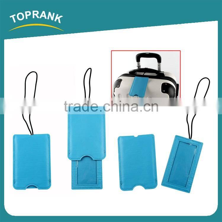 Toprank Hot Selling Customized Logo Personalized Blue Tag Luggage Pu Travel Pu Luggage Tag