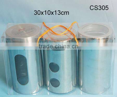 s/s stainless steel sleeves glass jar for spices in pvc box