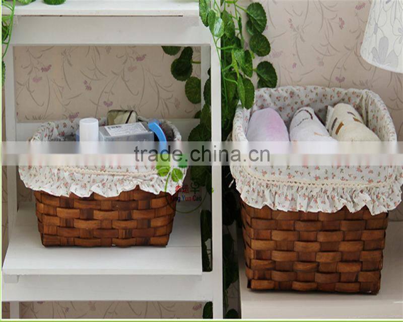 Household receive basket Hand woven wood chip basket