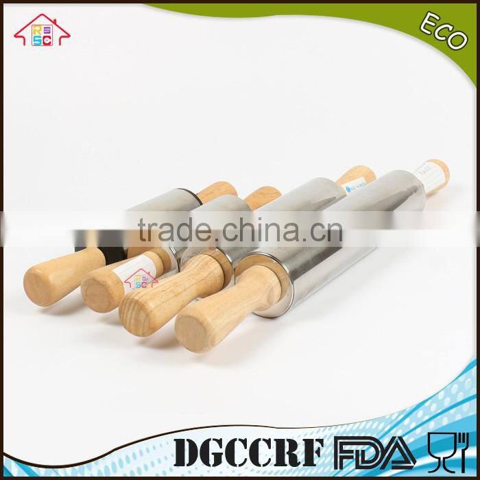 NBRSC Professional Non-Stick Roller metal Silicone Rolling Pin Dough Roller Wooden Handles