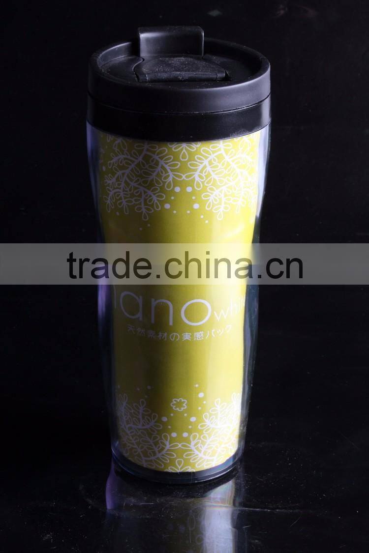 Plastic Paper Insert Coffee Thermos Travel Mug 12Oz