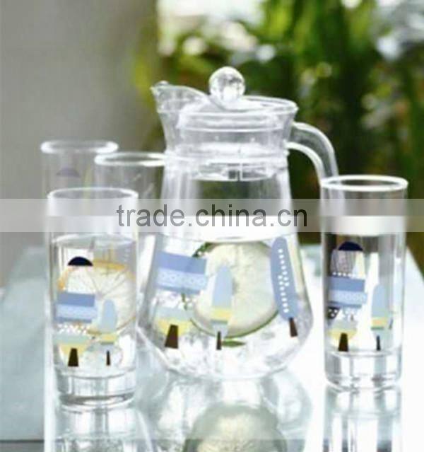 Newest glass set glass pitcher and water cups glass tableware