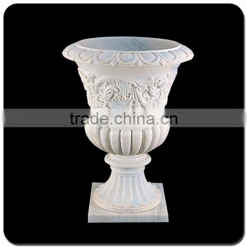 Cheap landscaping white marble decorative outdoor flower pots