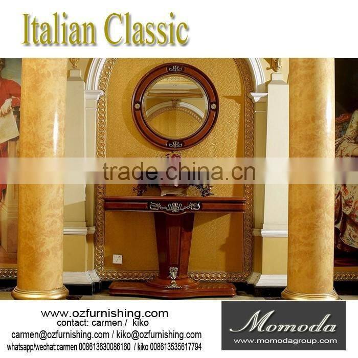 YB29 Luxury French Louis XV Style Goldleaf Console Table & Mirror/ Deluxe Hallway Golden Wood Carved Side Table