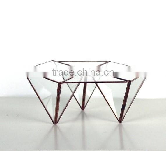 Trendy Modern Geometric Hexagon Stained Glass Terrarium
