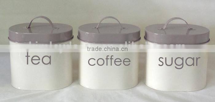 Vintage Oval Tea Coffee Sugar Canisters kitchen storage sets