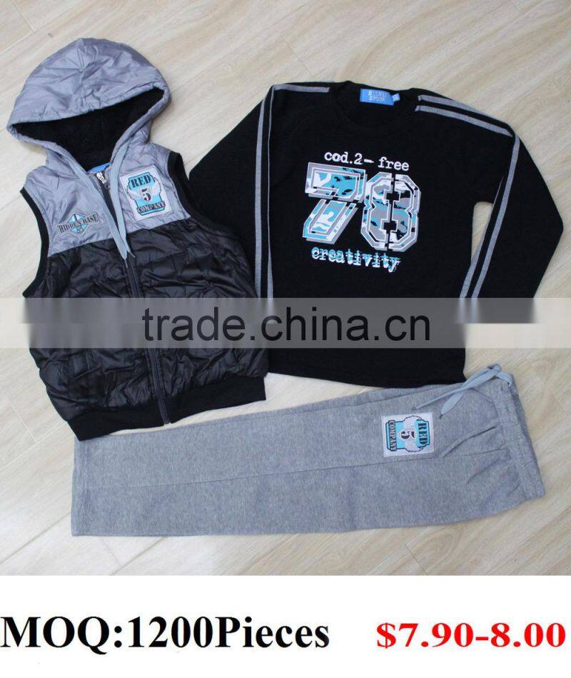 2017 Stock Lot AB yarn fashion hooded kid tracksuit