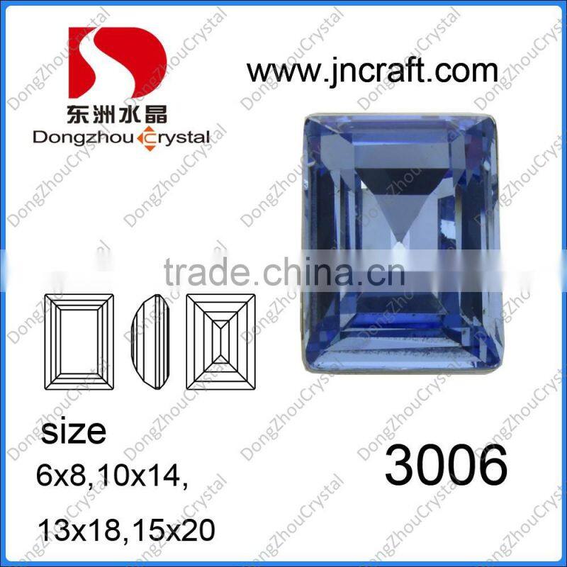 China garment accessory Imitation SW Light Sapphire rectangle rhinestone for wedding dress