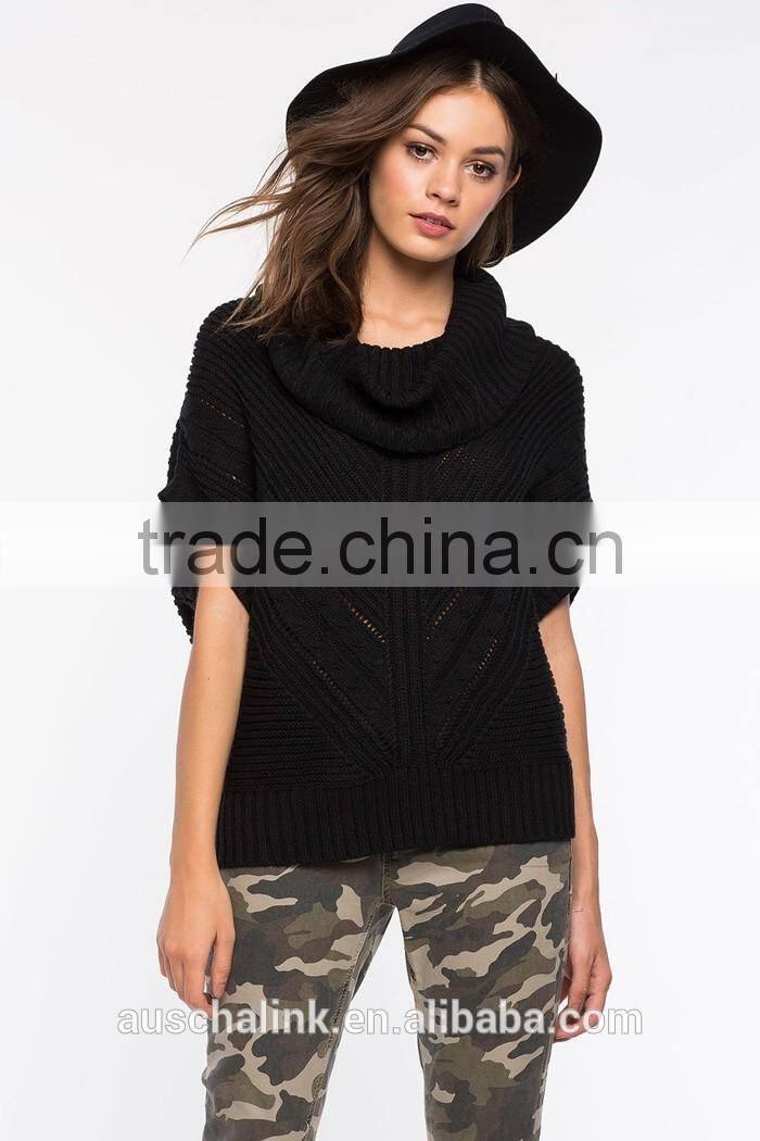best selling black cable cowl neck women sweater wholesale