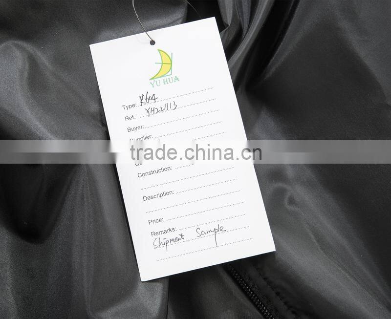 Manufacturer From Jiangxi Men's Waterproof Jacket Black Color Open Fly with Zipper 100% Polyester AC Coated With 1x1 Rib