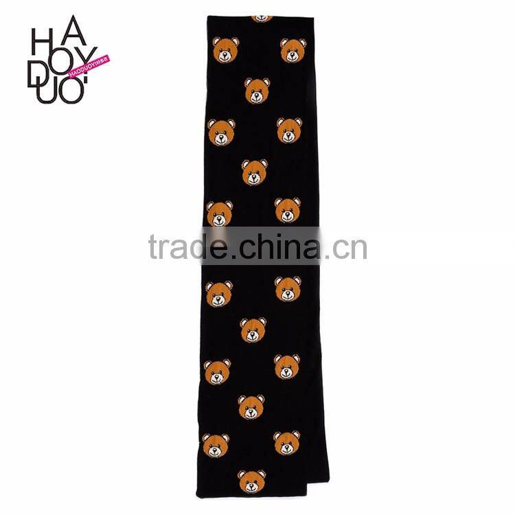 HAODUOYI Women Winter Teddy Bear Pattern Knit Warm Scarf for Wholesale