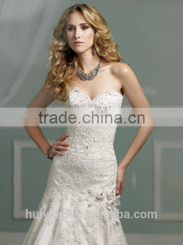 sexy puffy white lace mermaid ukraine wedding dress