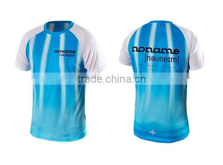 2016 new model 100%polyester dye sublimation shirts, round neck, quick dry running shirts